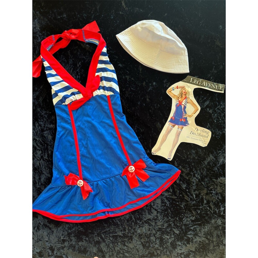 Leg Avenue Sailor Costume Set Womens XS Multicolor Dress & Hat Nautical Sexy - Picture 12 of 13